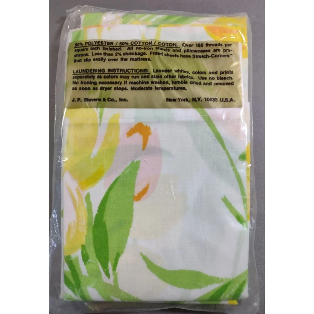 Vtg Utica by JP Stevens Floral Tulips Percale Standard Pillowcase Set 2pc New